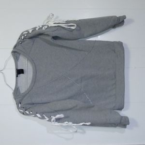 Shoulder tie pullover sweatshirt